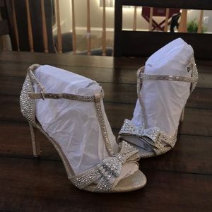 INC bling open toed heels, champagne color